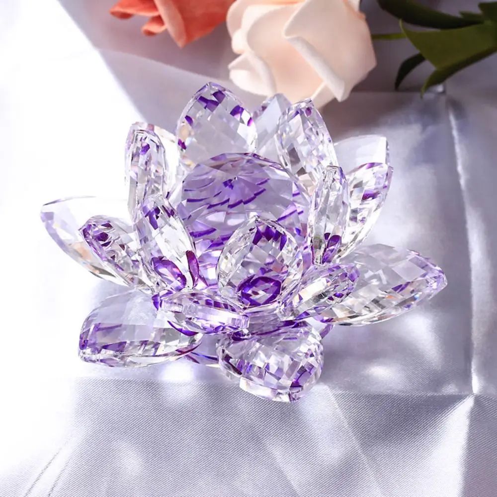 Feng shui Quarz Kristall Lotus Blume Handwerk Glas Briefbeschwerer Ornamente Figuren Hause Hochzeit Party Decor Geschenke Souvenir