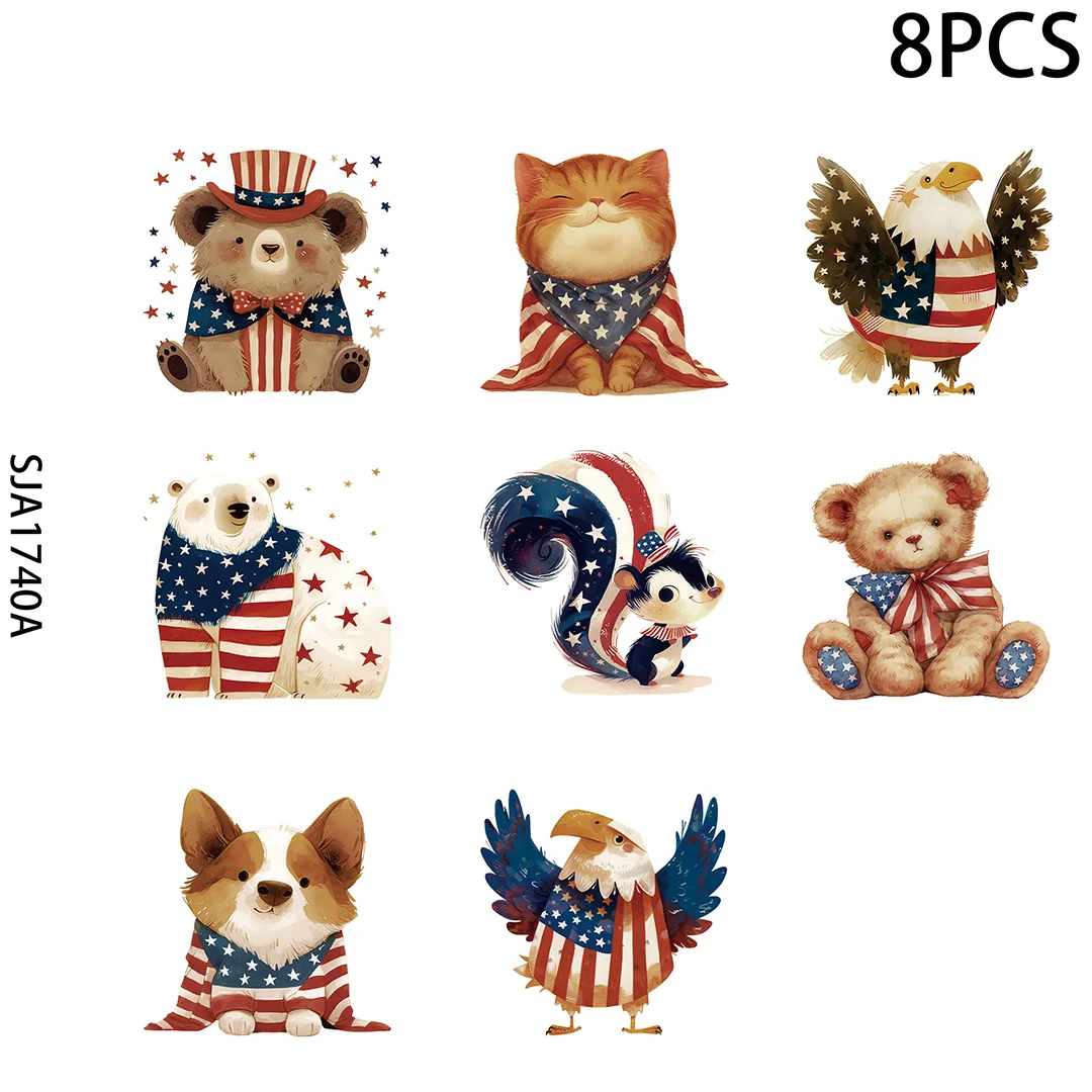 Trump Cute Animals, Cross, Eagle UV DTF Cup Wrap - 8 Sheets for 16 oz Decals for Tumblers Waterproof Transfer Stickers