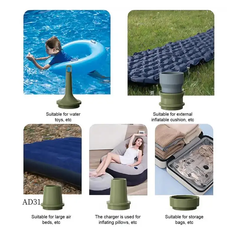 

New-Electric Air Pump With LED Lantern - Wireless Rechargeable Device For Camping Air Mattresses Pillows Pool Toys And More