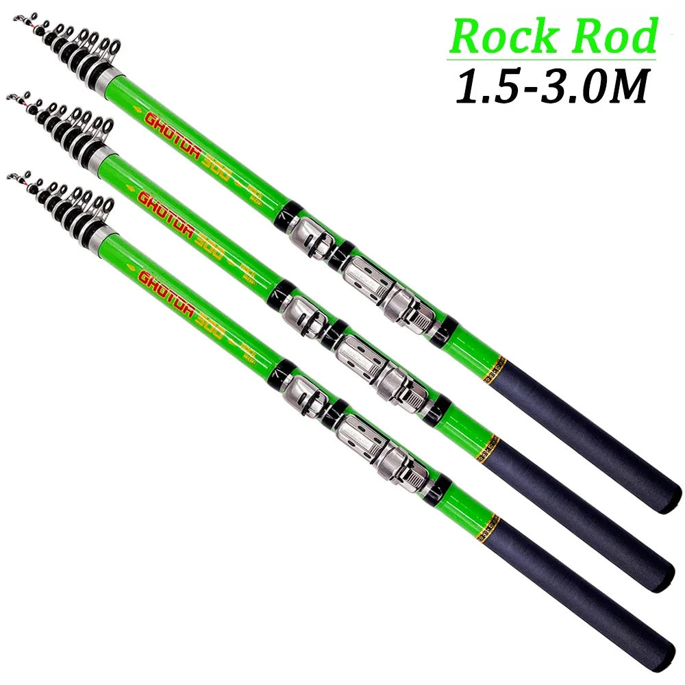 

Telescopic Spinning Rock Fishing Rod1.5/1.8/2.1/2.4/2.7/3m Ultralight Carbon Portable Travel Fishing Rod Bass Pike Carp Fishing