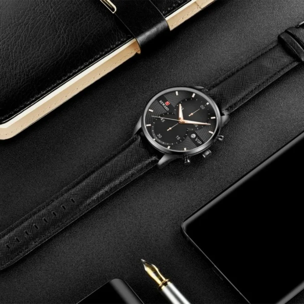 RICOMPENSA 83003M Orologio di lusso in pelle al quarzo Calendario impermeabile Cronografo Orologi luminosi per uomo Reloj Hombre Montres Hommes