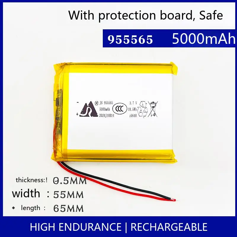 

955565 5000 мАч 3,7 В перезаряжаемая литий-ионная полимерная батарея для планшета GPS Power Bank DIY