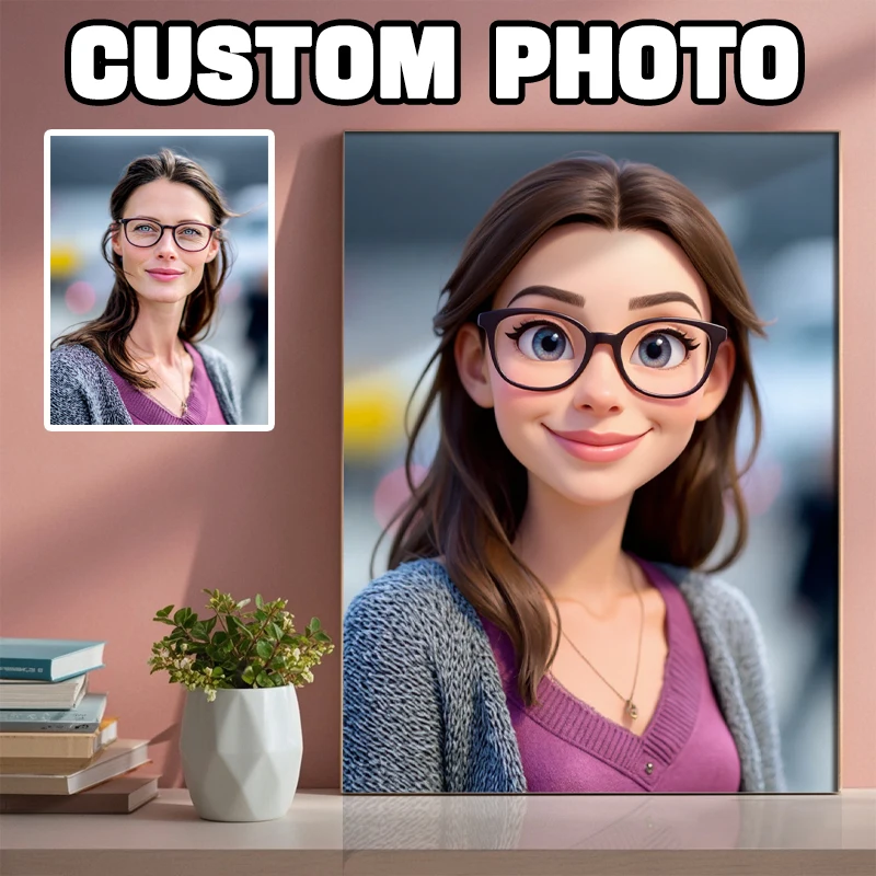 1pc Cartoon Style Portrait Canvas Wall Customization, Home Wall Art Print, Ideal Gift for All Seasons