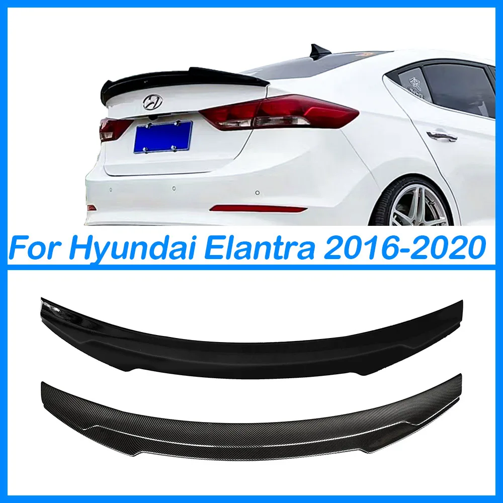 For Hyundai Elantra Leading 2016-2018 Rear Trunk Lid Spoiler Fender Wolf Flame Style Tail Wing FRP Resin Auto Parts Glossy Black