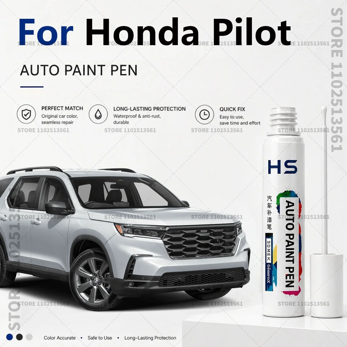 

Touch Up Paint Pen – Quick Car Scratch Repair for Chips & Minor Scratches Gray Silver Black White For 2002-2025 HONDA PILOT