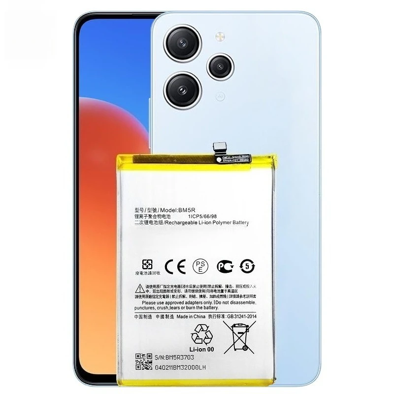 Redmi 12 5G 本体excellent 100%battery New Battery BM5R 5000mAh for Xiaomi Redmi 12 5G/ 23053RN02A