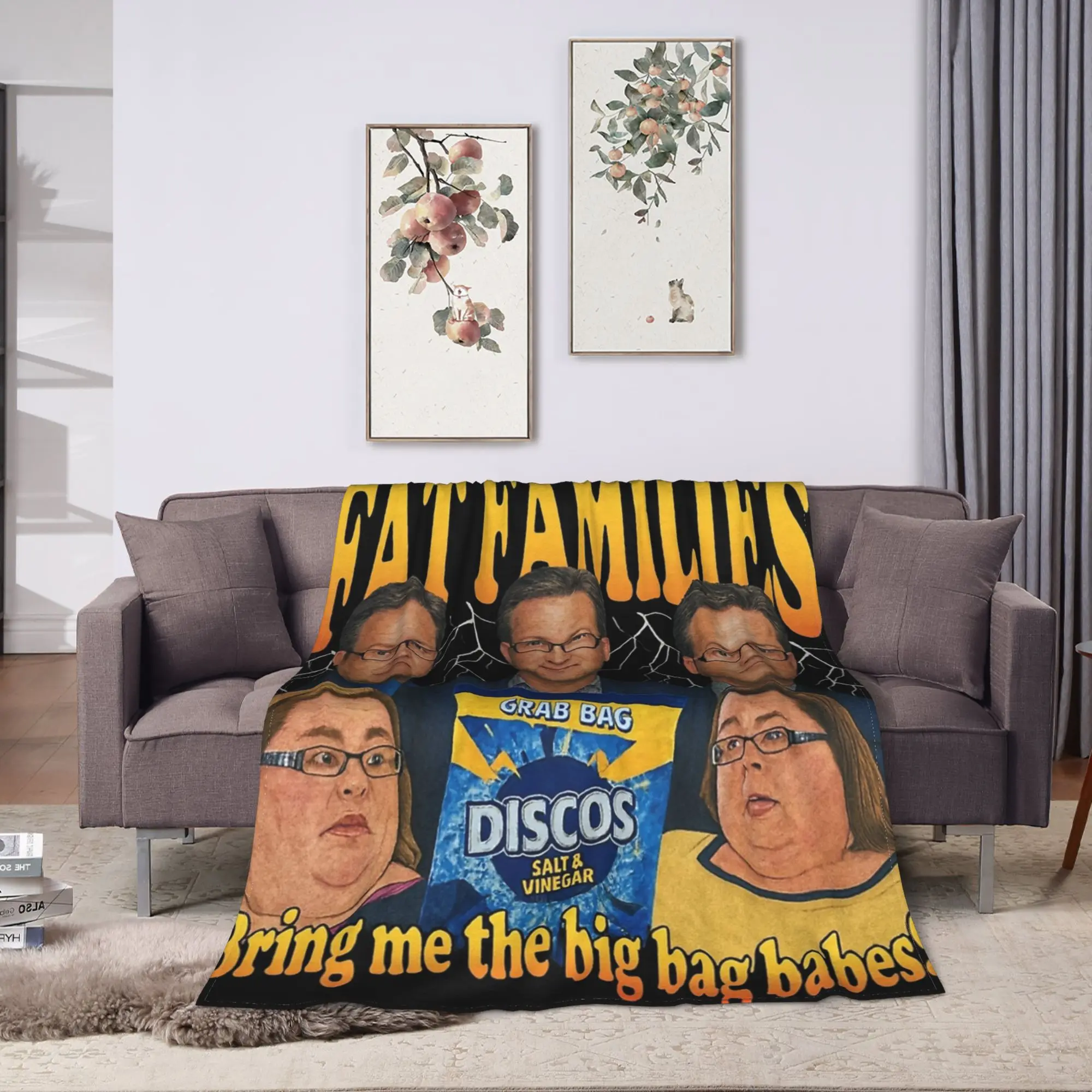FAT FAMILIES Bring Me The Big Bag Babes Warm Soft Blankets Kids Plush Bedding Throws Fashion Couch Chair Flannel Bedspread Cover