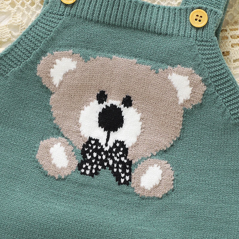 Peleles sin mangas para bebé recién nacido, pijamas tejidos de oso para otoño e invierno, monos, trajes de 0 a 18m, ropa de una pieza para niño pequeño