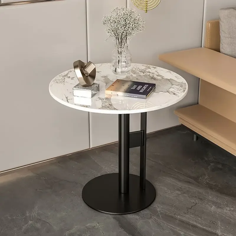 Round Sofa Side Table Light Luxury Slate Coffee Table Designer Living Room Bookshelf Furniture Nordic Modern Table image 3