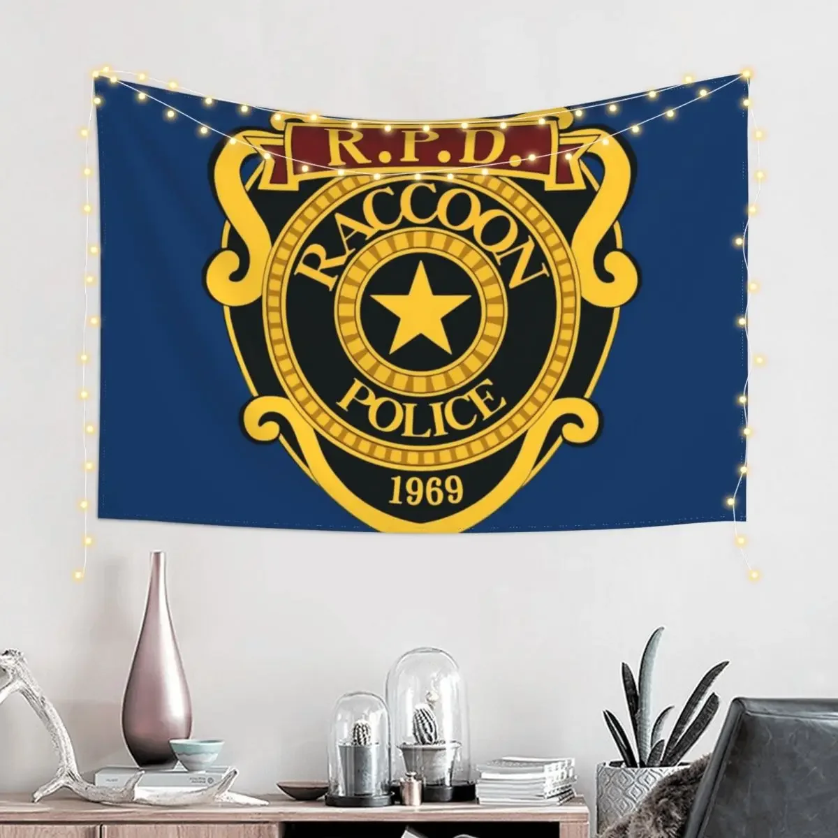 Resident Evil RPD Remake Logo Tapestry Aesthetic Room Decor Decor For Room Home Decorations Tapestry