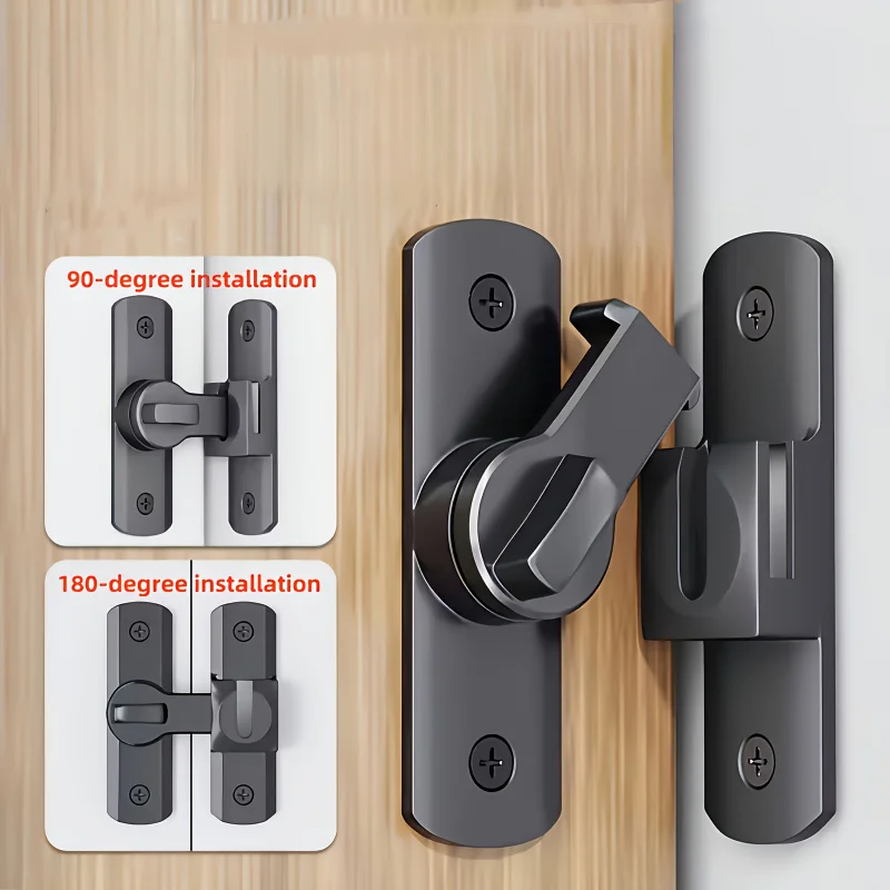

Heavy-Duty Anti-Theft Door Lock with 90°/180° Adjustable Sliding Pin Keyless Entry for Home Office Hotel Garage - Easy Install B