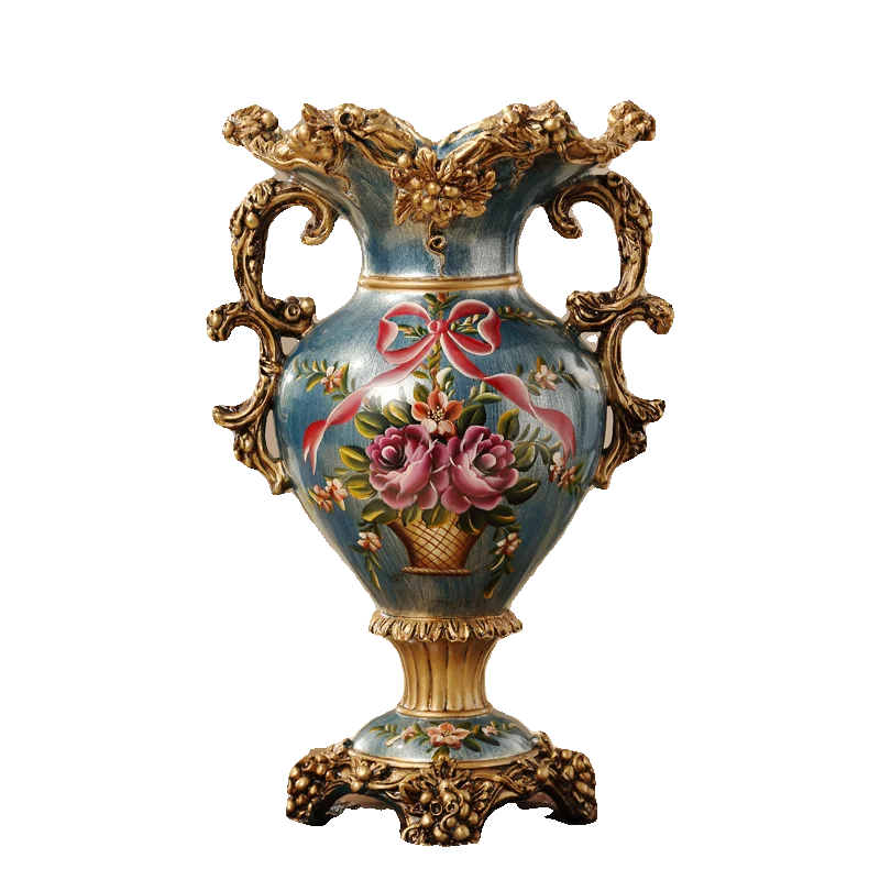 Home Decoration European-style Flower Ornaments Living Room Entrance Flower Arrangement Resin Table Flower Vase