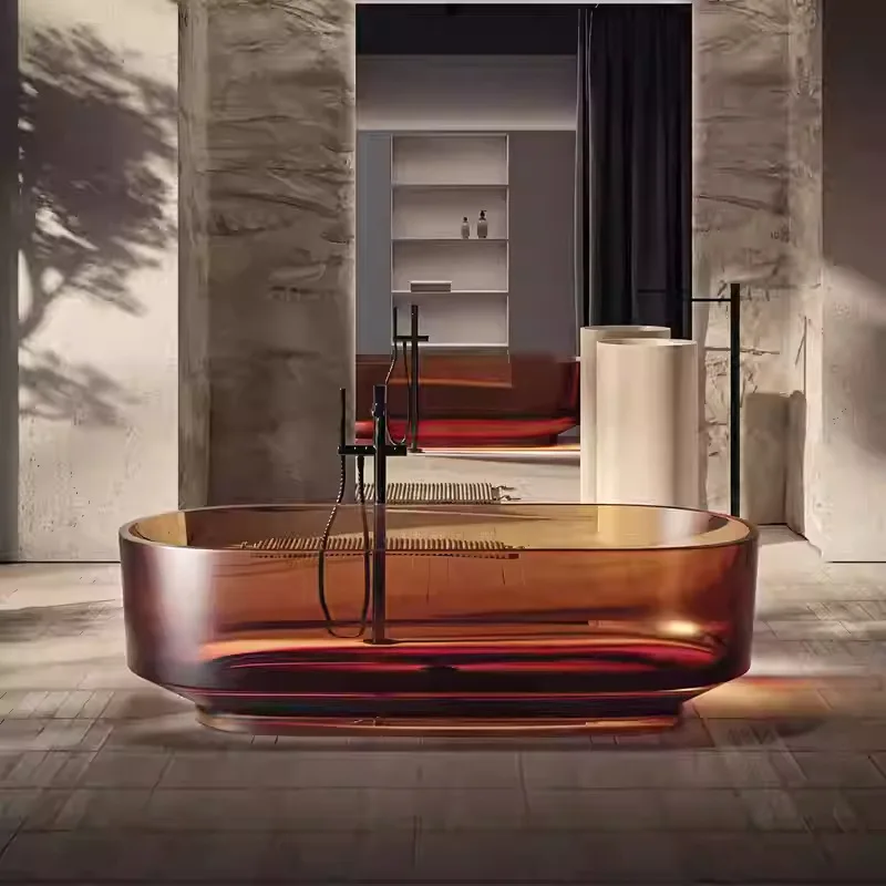 Light luxury independent integrated, bathtub transparent resin oval