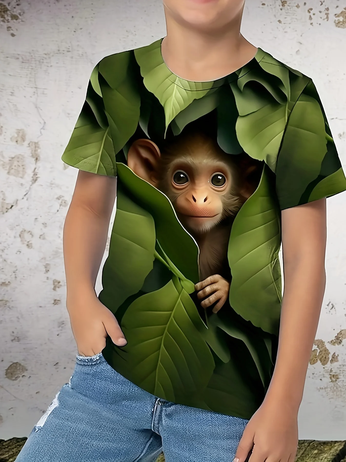 2024 New Fashion Girls boys Creative 3d Monkey Graphic Print Tshirt Kids Adults Casual O-Neck Short Sleeve T-Shirt Tops Clothing