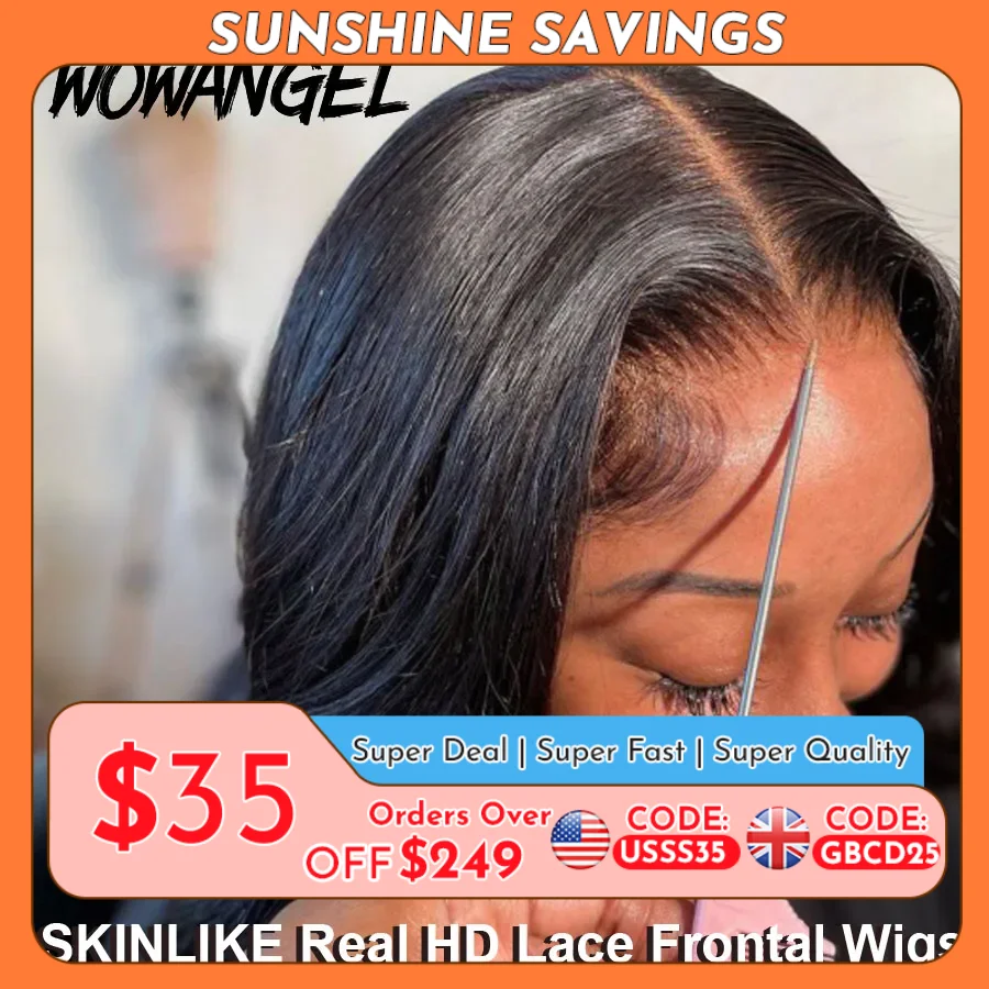 Wowangel 13x6 Full Lace Frontal Wig HD Lace Frontal Wigs Body Wave Human Hair Wigs 250% HD Lace Closure Wigs Melt Skins Glueless