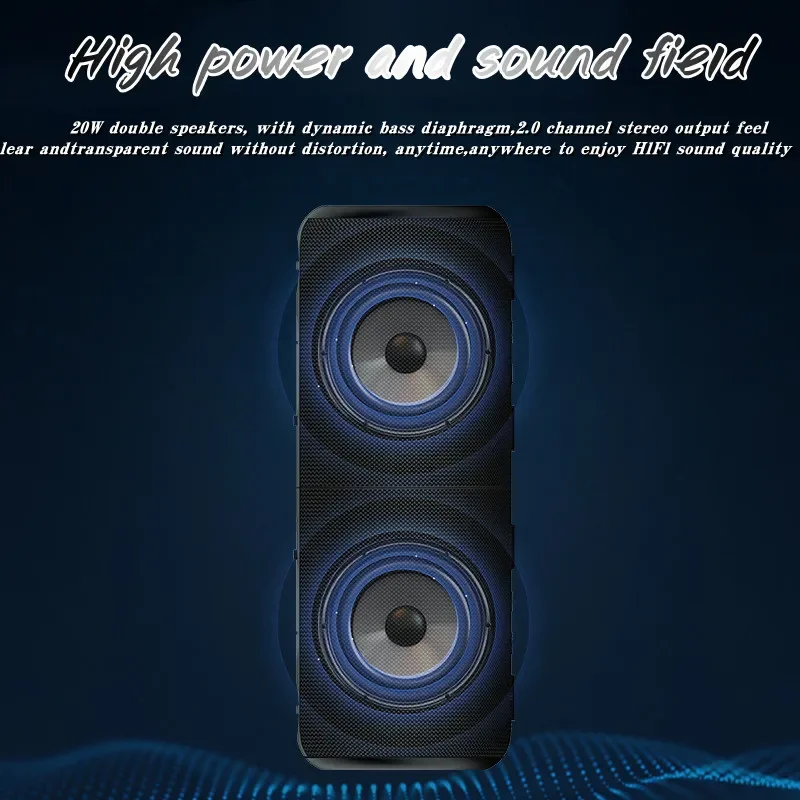 Portable Bluetooth Speaker Dual Bass LED Wireless Subwoofer Waterproof Outdoor Column Boombox FM AUX TF Music Player Soundbar