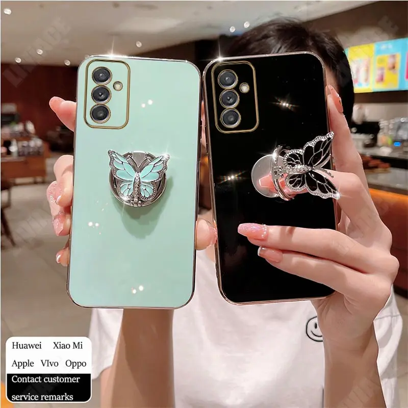 S24 Plus Butterfly Ring Holder Strap Case For Samsung Galaxy A15 A55 A35 A25 A04E 4G 5G S 24 Ultra Stand Cover s24plus