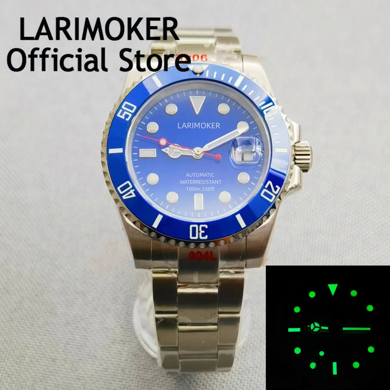 

LARIMOKER NH35 PT5000 MIYOTA8215 fashion sapphire glass and bright blue dial 40 mm automatic watch bezel oyster jubilee strap