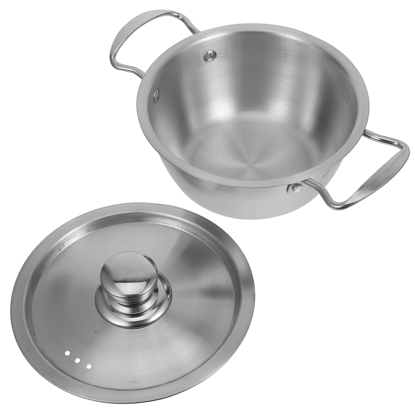 

Korean Ramen Pot Stainless Steel with Dual Handles Noodle Soup Cooking Ladle Included Ramen Cooking Pot Flat Bottom Wok