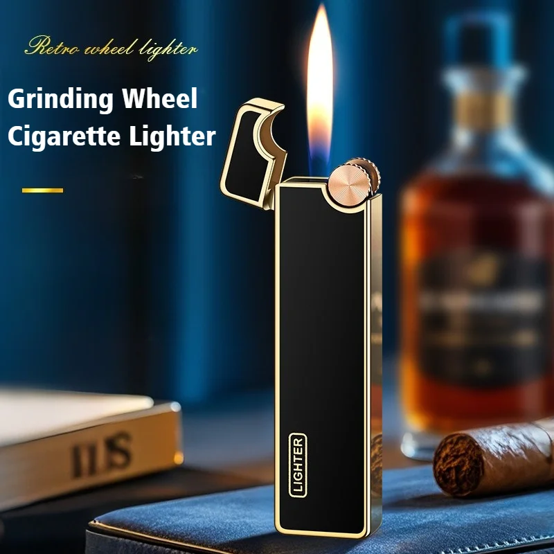 

New Cigar Igniters Metal Butane Inflatable Lighter Grinding Wheel Windproof Open Flame Cigarettes Lighters & Smoking Accessories
