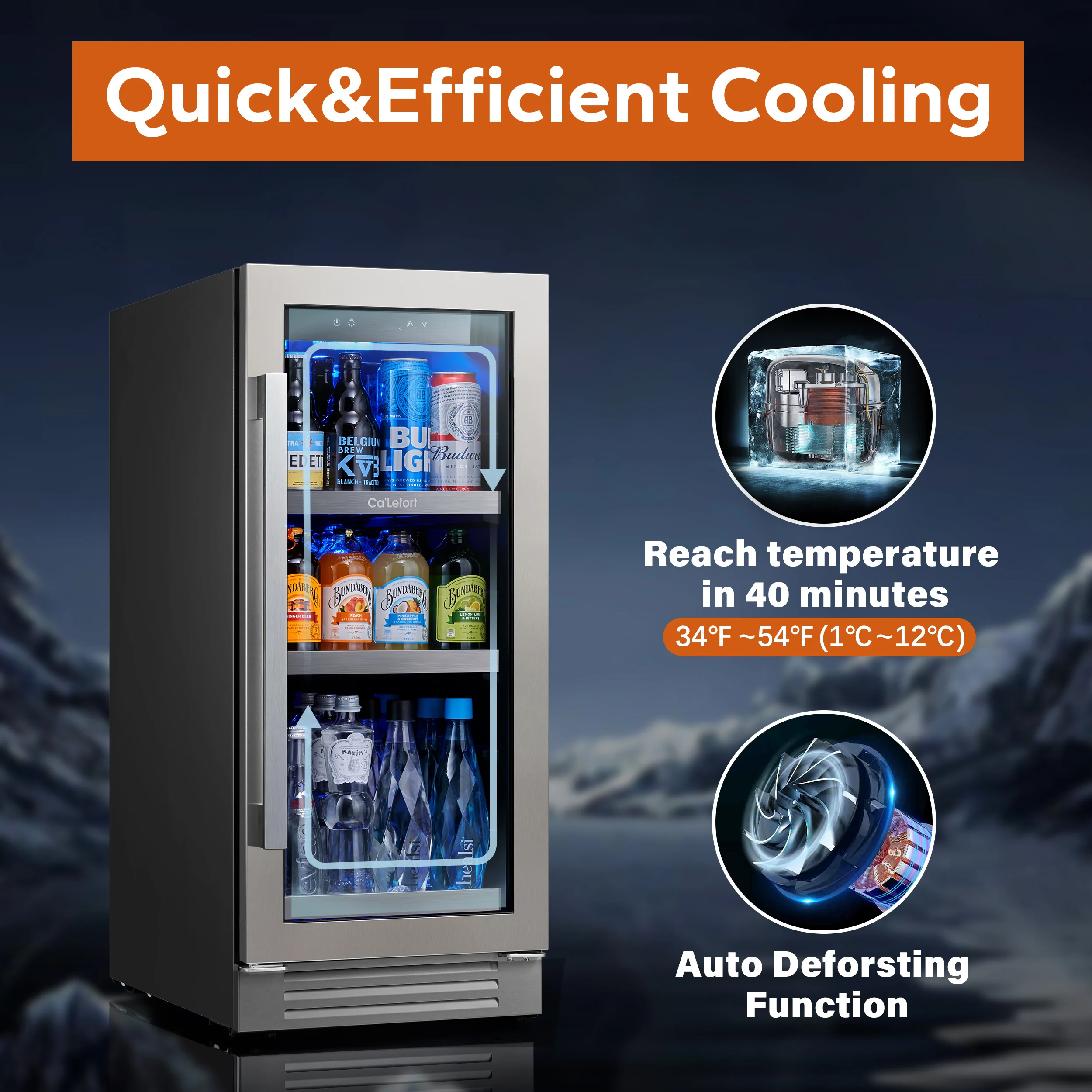 Ca’Lefort 85L Wine & Beverage Cooler | 80 Bottles & 80 Cans 1–12°C Compressor Cooling Auto Defrost, LED Light Auto Defrost Home