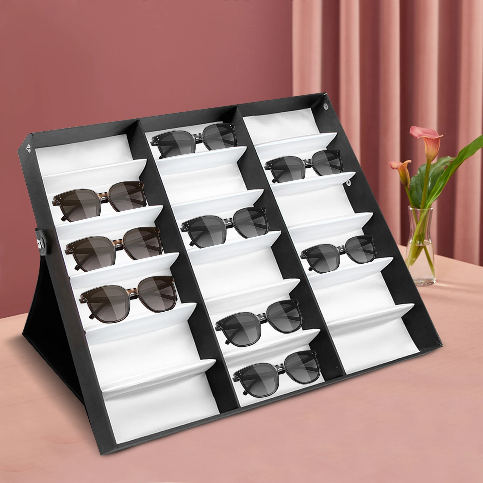 

18 Slot Sunglasses Organizer, Glasses Display Case Glasses Storage Case for Storing Sunglasses, Watches Offices, Homes