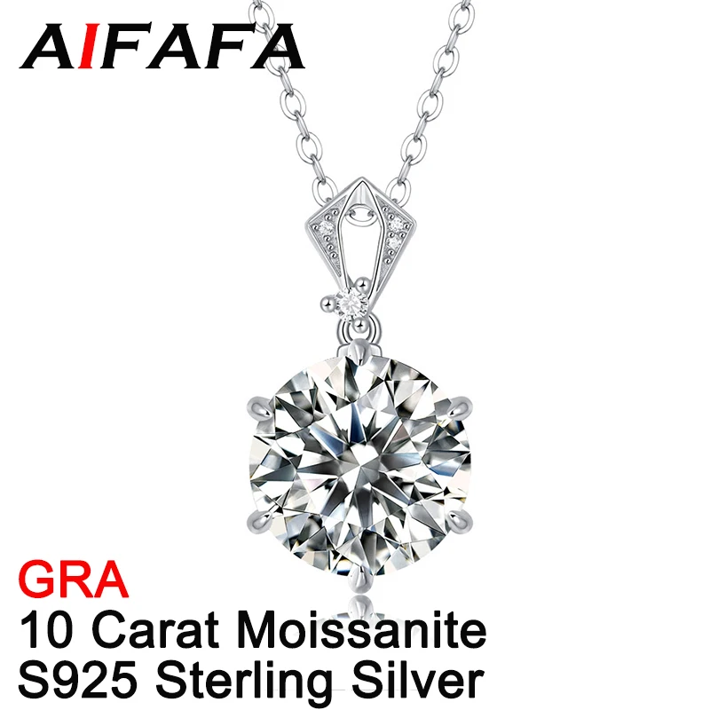 AIFAFA 10 Karat Moissanite Anhänger Halskette für Frauen Top Qualität 100% 925 Sterling Silber Hochzeit Braut Diamant Schmuck