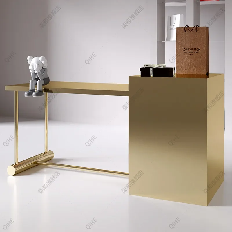 Garment store stainless steel island counter flow table store commercial display table buyer store storage workbench display rac