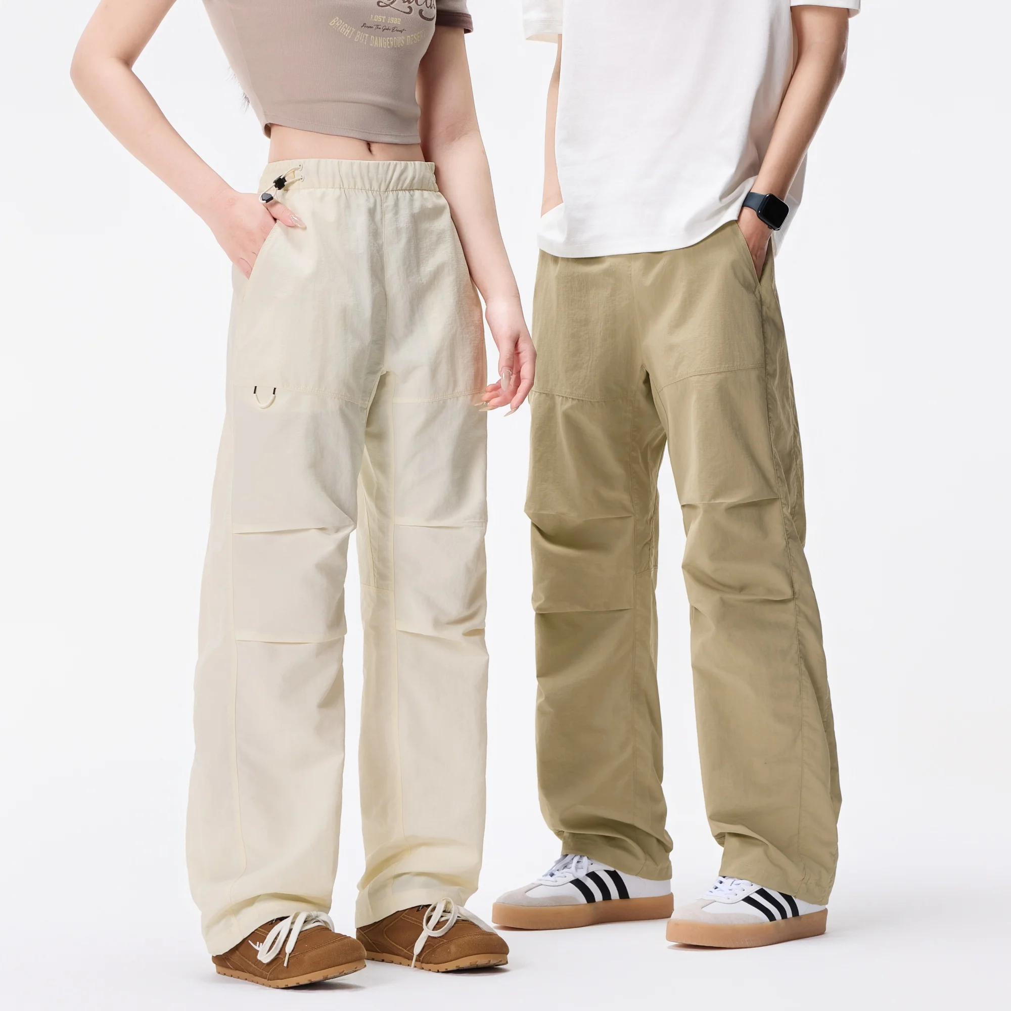 Couple's Loose Straight Leg Outdoor Spring Summer Quick Dry Workwear Casual Trousers Waterproof Breathable Nylon Fabric