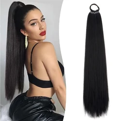 22Inch Synthetic Ponytail Extensions  With Hair Tie Wrap Around Hair Braid Tail Rubber Band Hair Ring Ombre Braid DIY