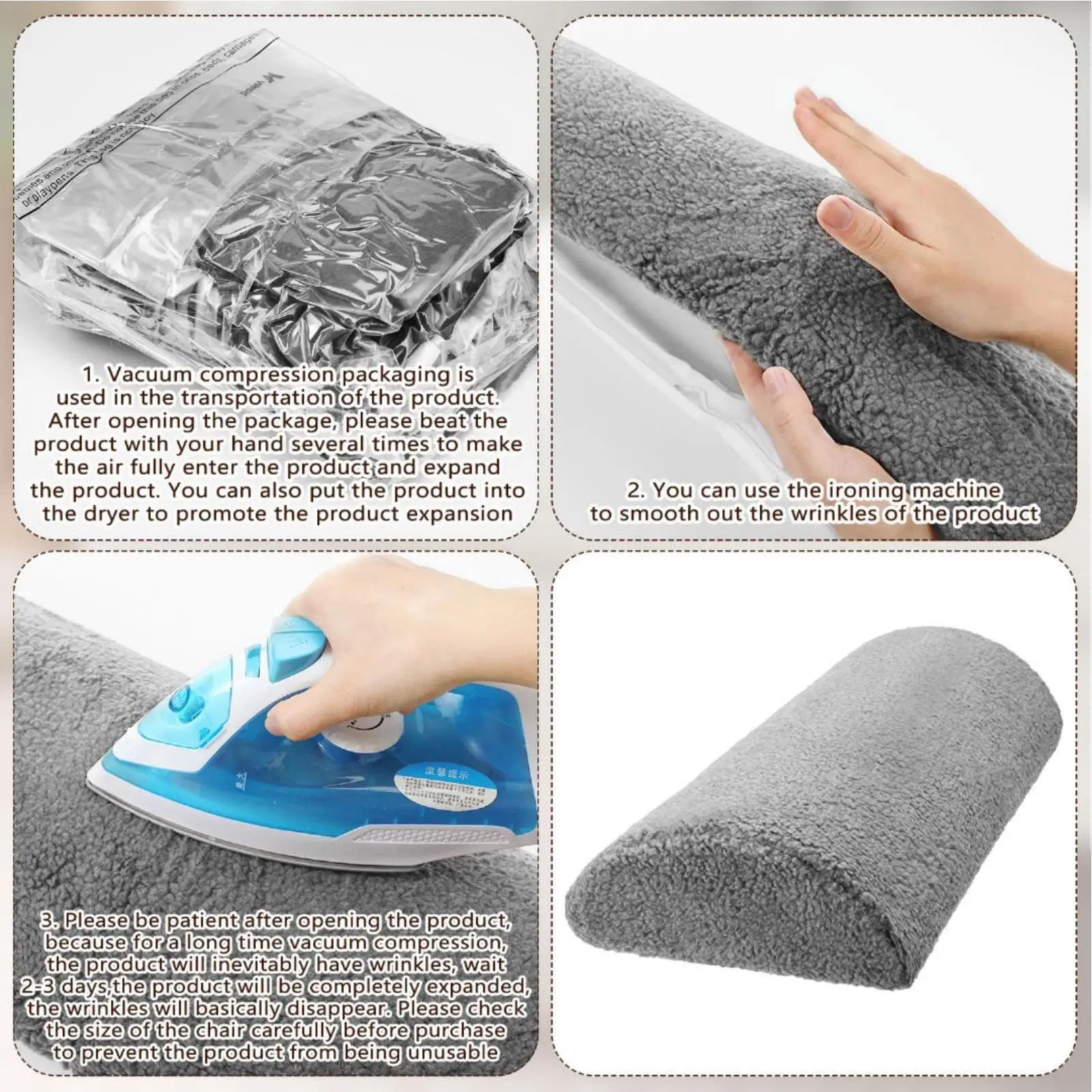Half Moon Bolster Pillow For Legs Knees Lower Back And Head Elastic Non-Slip Memory Foam Cushion Office Home Travel