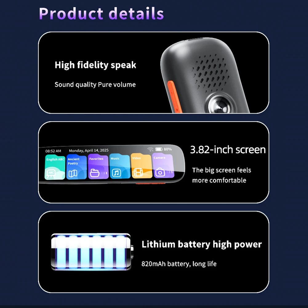 Scan Reader Pen TYPE-C Charging Multifunction Dictionary Pen 4.18 In Touch Screen Assistive Reading Pen Text Extract Reader Pen