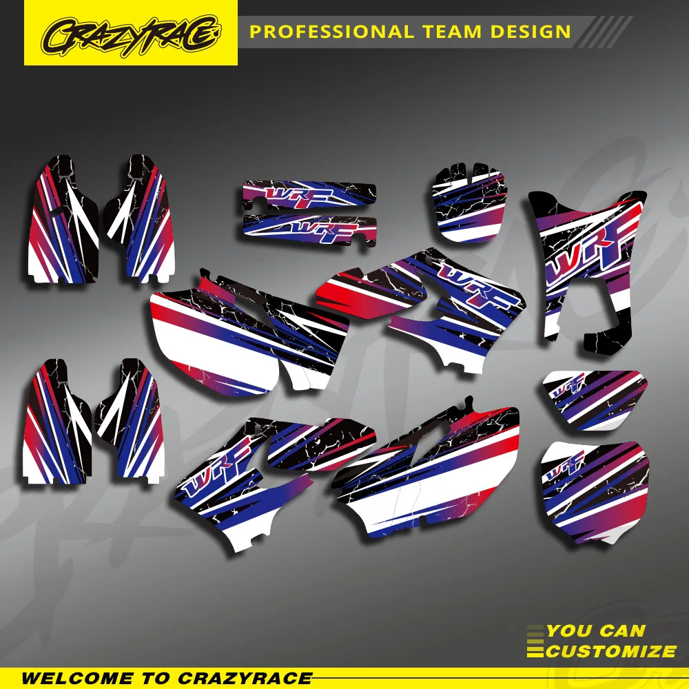 

CRAZYRACE Motocross Sticker Full Graphics Backgrounds Decal Kit For Yamaha WR250F WR450F WRF 250 WRF 450 2005 2006 Custom Number