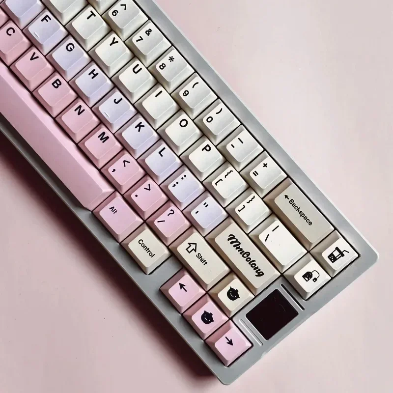 White Peach Oolong Theme Keycap Cherry Profile PBT Dye Sublimation Custom Mechanical Keyboard Keycaps with Split Space Girl Gift