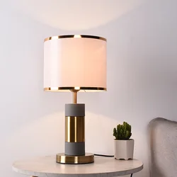 New Fashion Fabric Decoration Bedhead Table Lamp Gold Iron Luxury European Style Study Bedroom Lamp With Switch Desk Lamp