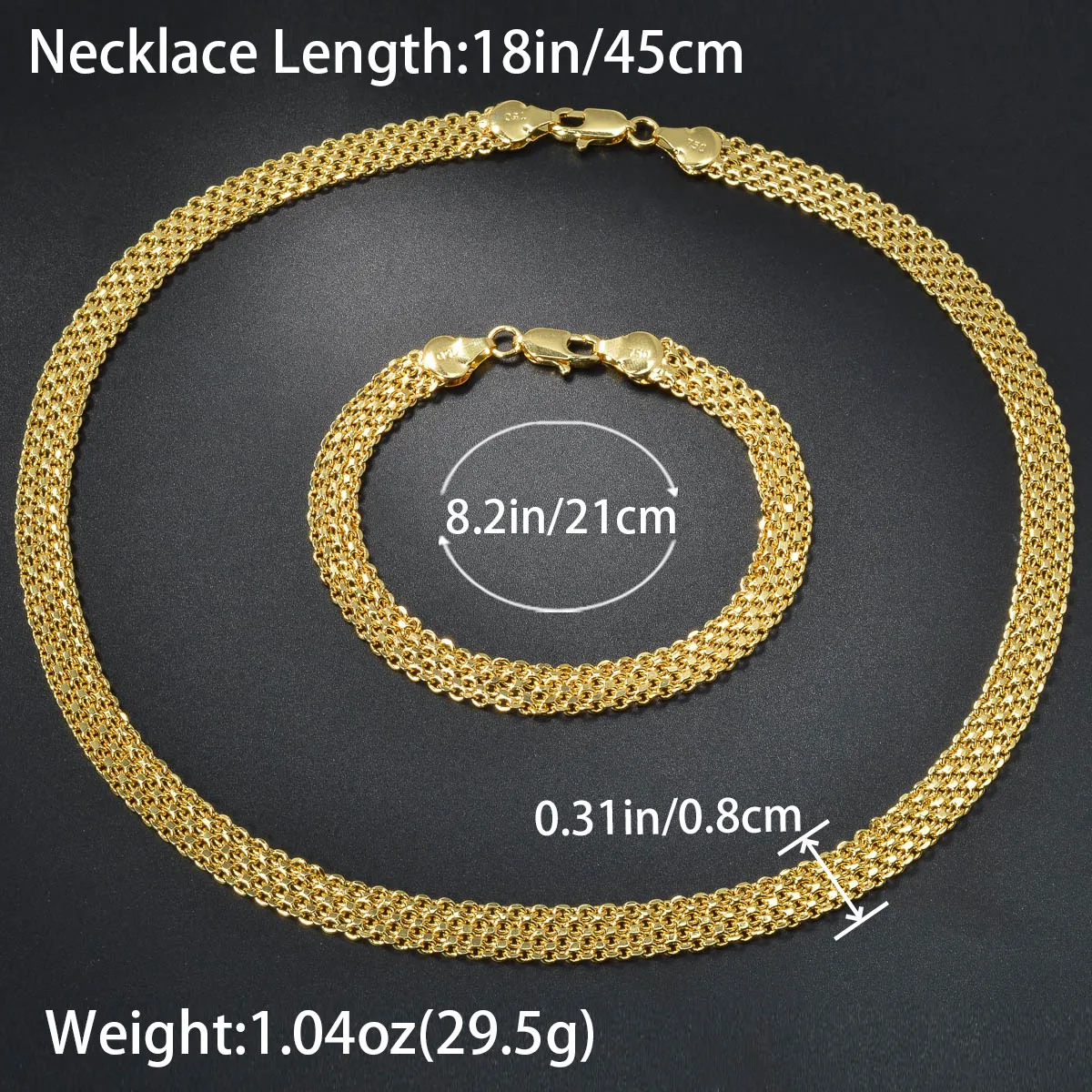 2024 Trend Wide Copper Jewelry Set for Women Vintage Hip Hop Ladies Party Necklace Friend Cuff Engagement Bracelet Accessories