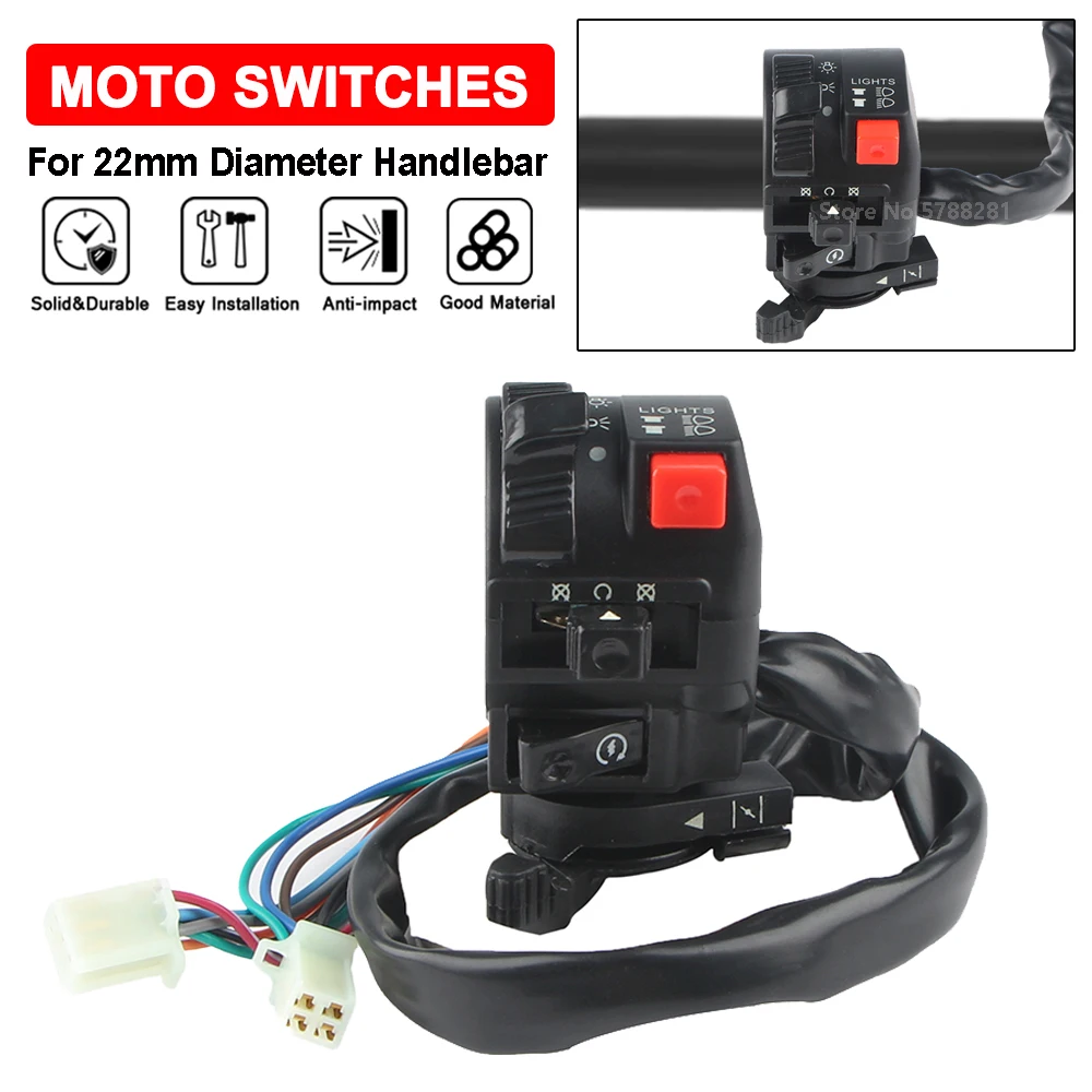 

7/8" 22mm Motorcycle Switch Assembly Handlebar Kill Start Light Choke Switch Universal For 70cc 90cc 110cc 125cc ATV Quad Models