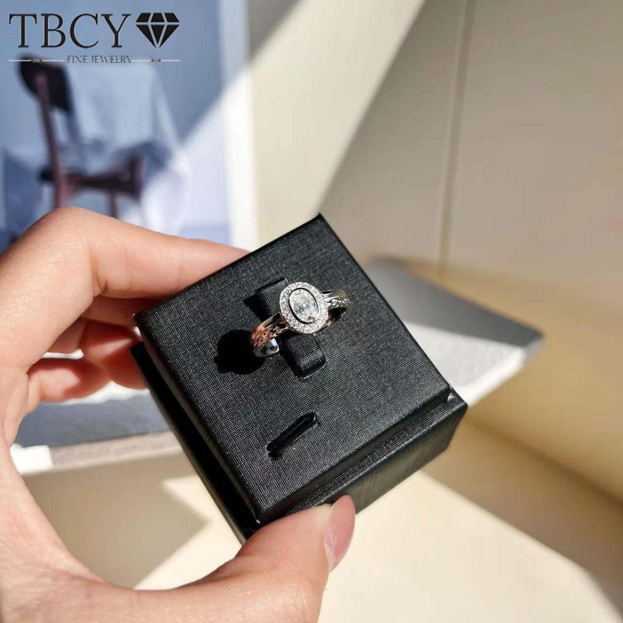 

TBCYD 0,5 карата овальной огранки с муассанитом для женщин, стерлинговое серебро 925 пробы, GRA, обручальное сверкающее кольцо, обручальное кольцо