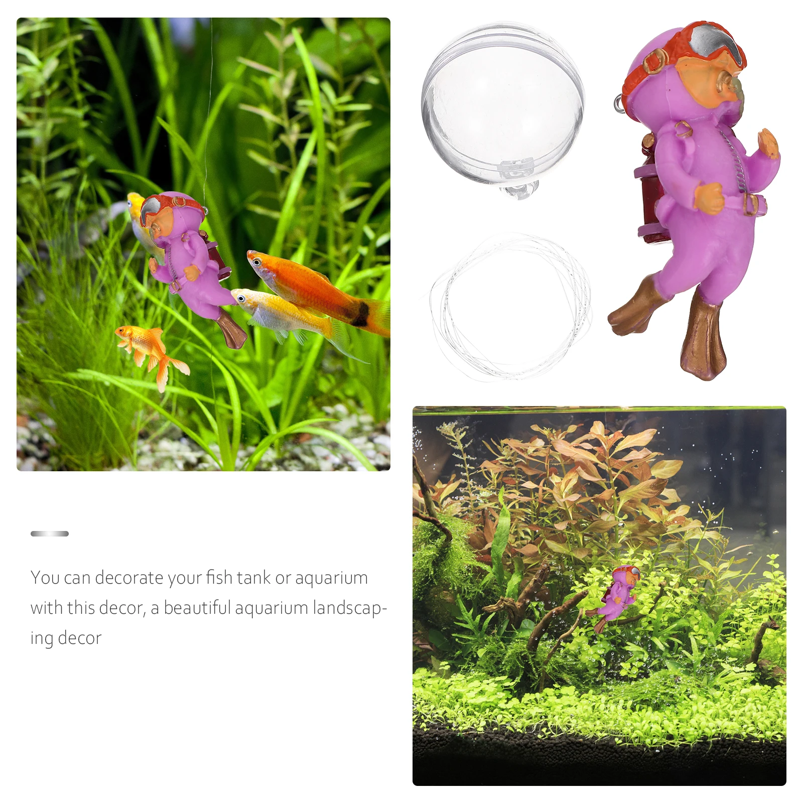 

PVC Fish Tank Decor Diver Figure Aquarium Decoration Non fading Safe Material Pet Fish nament Household Bowl Pendant