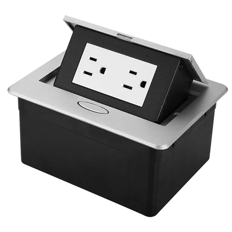 A64K 1 Set 2 Outlets -Up Floor Electrical Outlet Embedded Invisible Socket For Office US Plug
