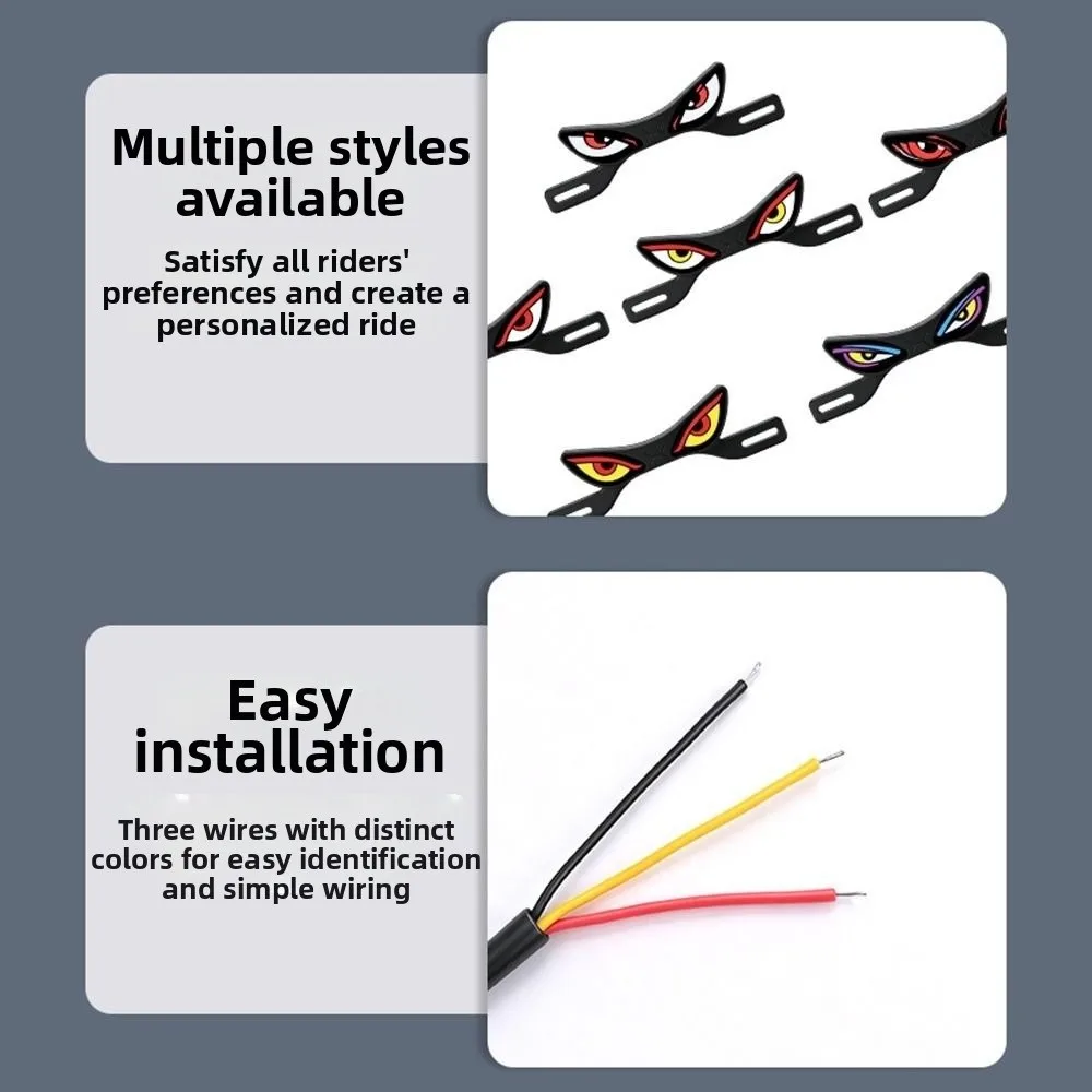 Strobe Mode Motorcycle Led Demon Eye Light Waterproof Anti Reverse Warning Motorcycle License Plate Light Rear Warning Lamp
