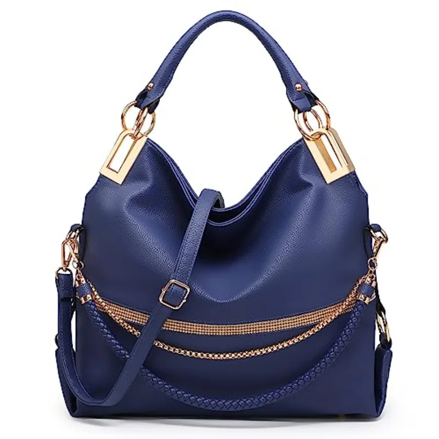 

Dasein Women's Large Hobo Bag with Rhinestone Accents Vegan Leather Tote Purse Shoulder Handbag for Ladies