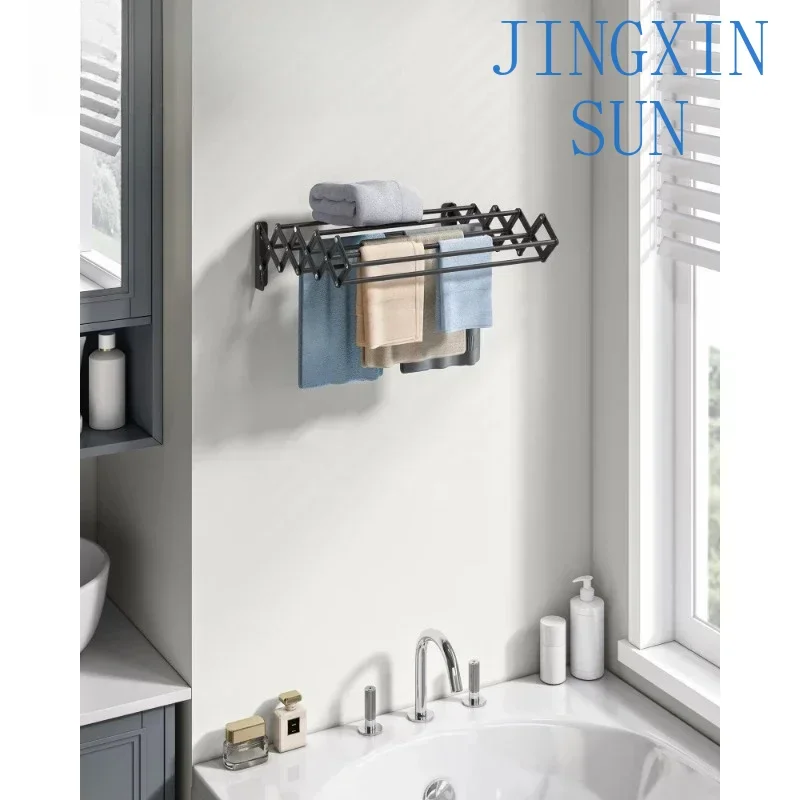 Wall-mounted clothesline folding hanger