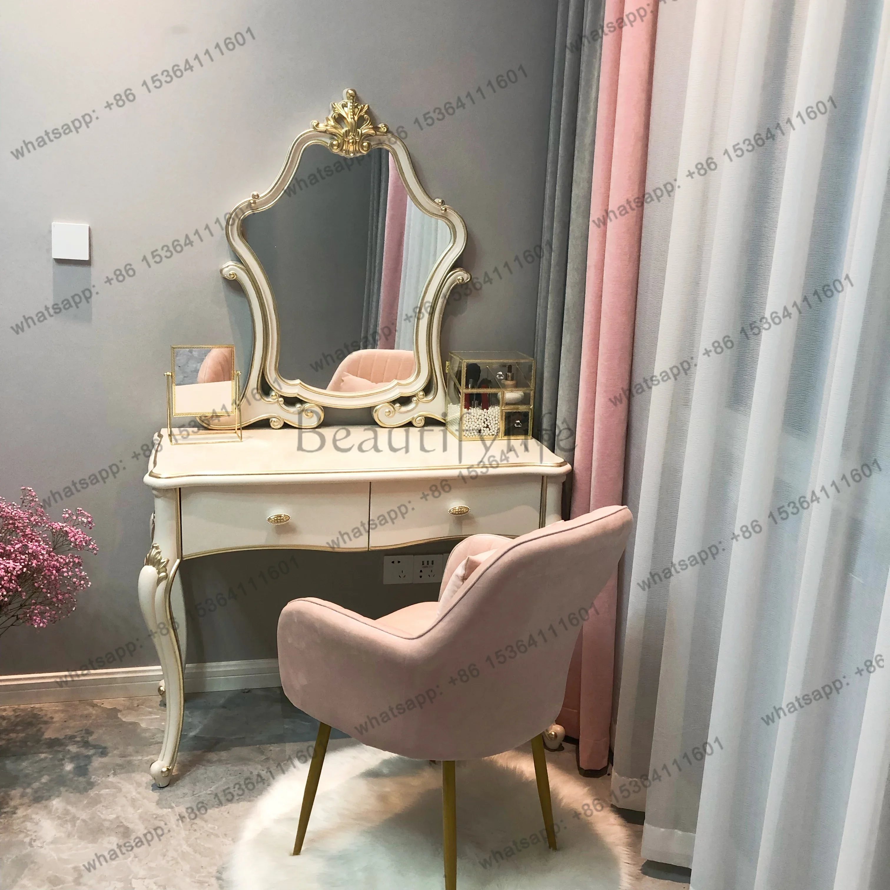 

Bedroom Makeup Vanity Table Mirror Chair Storage Drawers Dressing Table Mobile Luxury Comoda Pra Quarto Lounge Suite Furniture