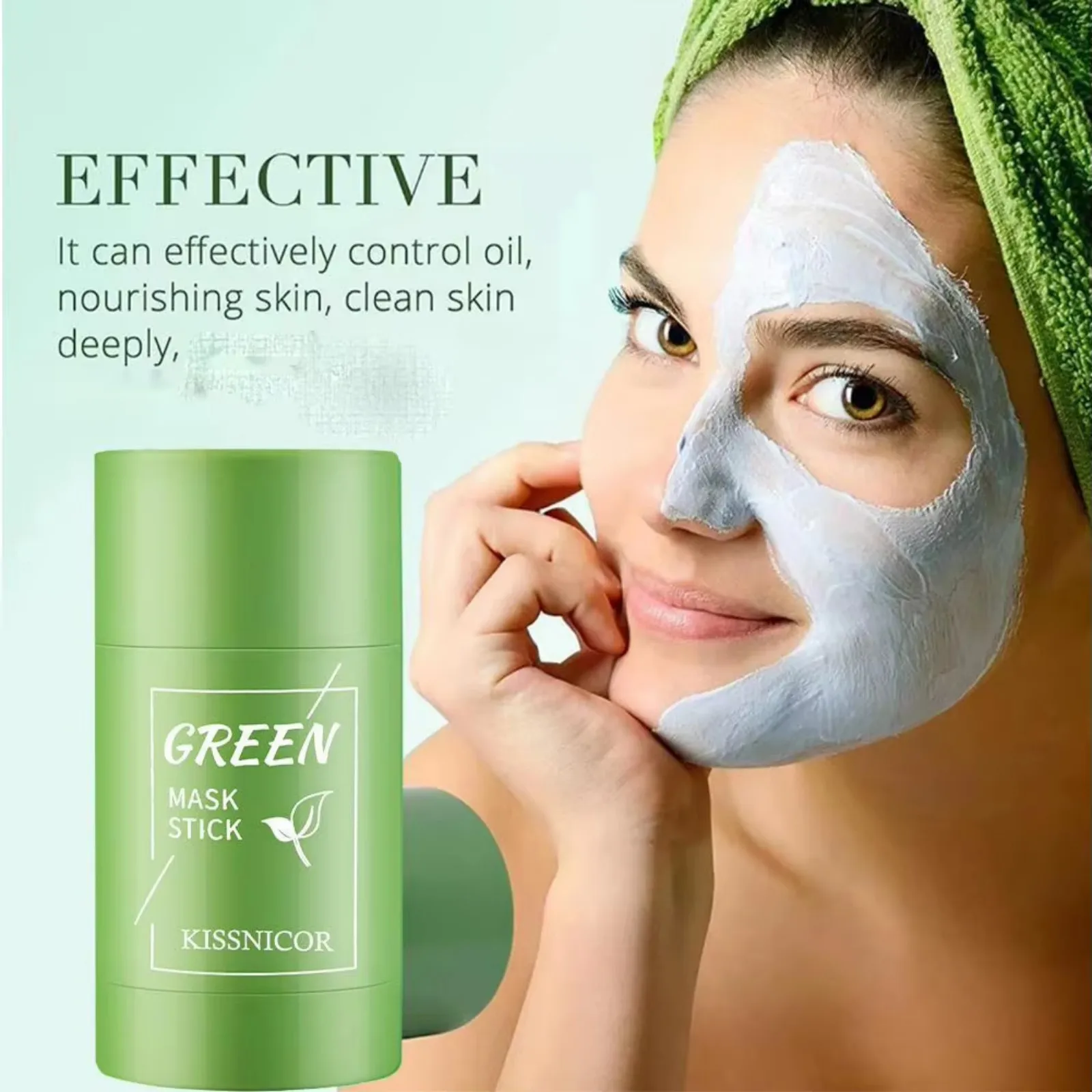 Holy Basil Bubble Mask&Green Tea Cleansing Stick Mask Shrink Pores Deep Blackhead Remover Gentle Cleansing Hydrating Facial Mask