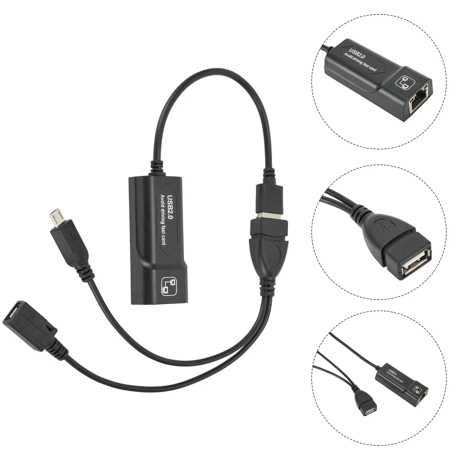 Durable High Quality Practical Adapter cable LAN Ethernet + USB OTG Cable Length 15-20CM TVxStream USB / Micro USB