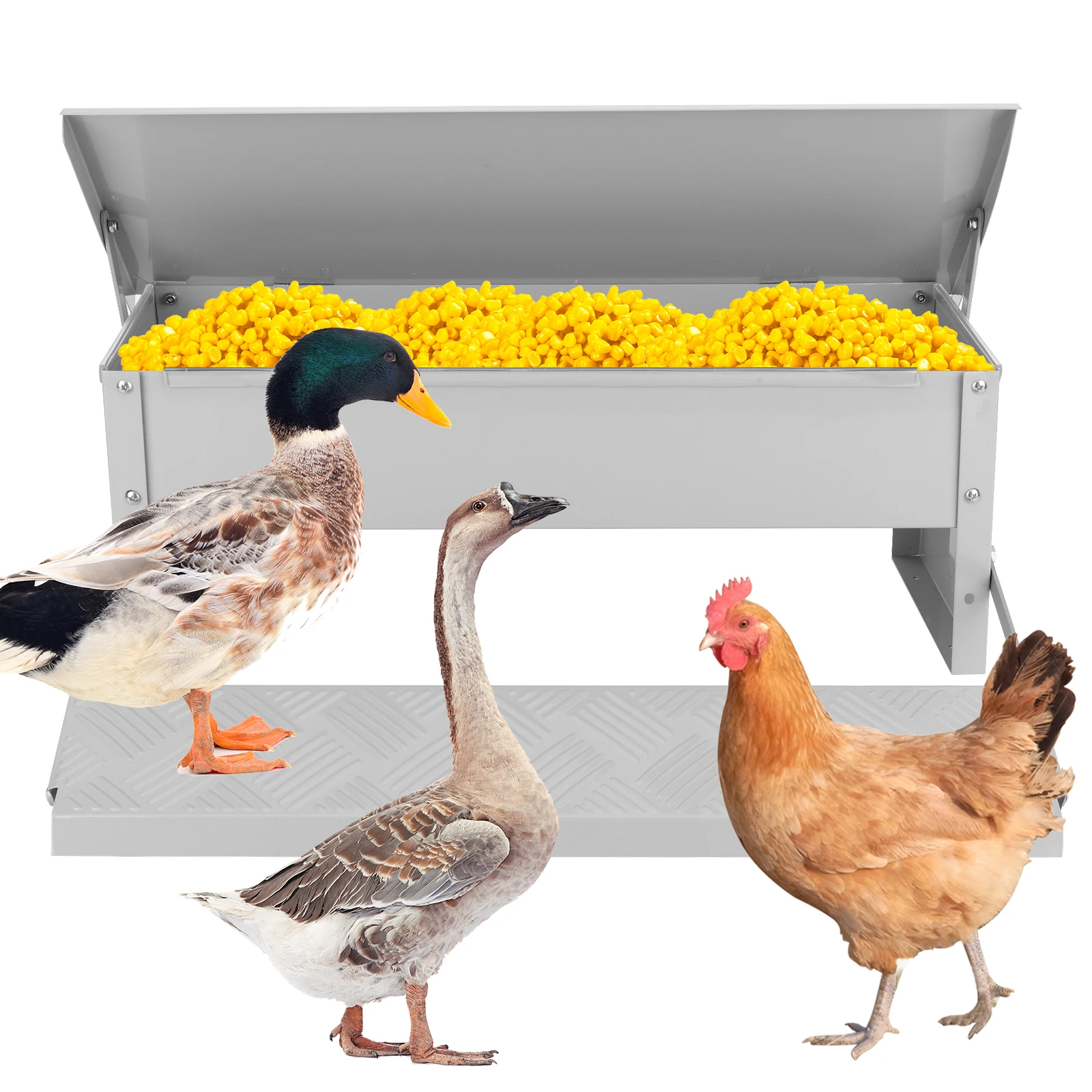 

Automatic Chicken Feeder with Weatherproof Lid Treadle Chicken Feeder Rat Proof Chicken Feeder for Chickens Geese Ducks Turkeys