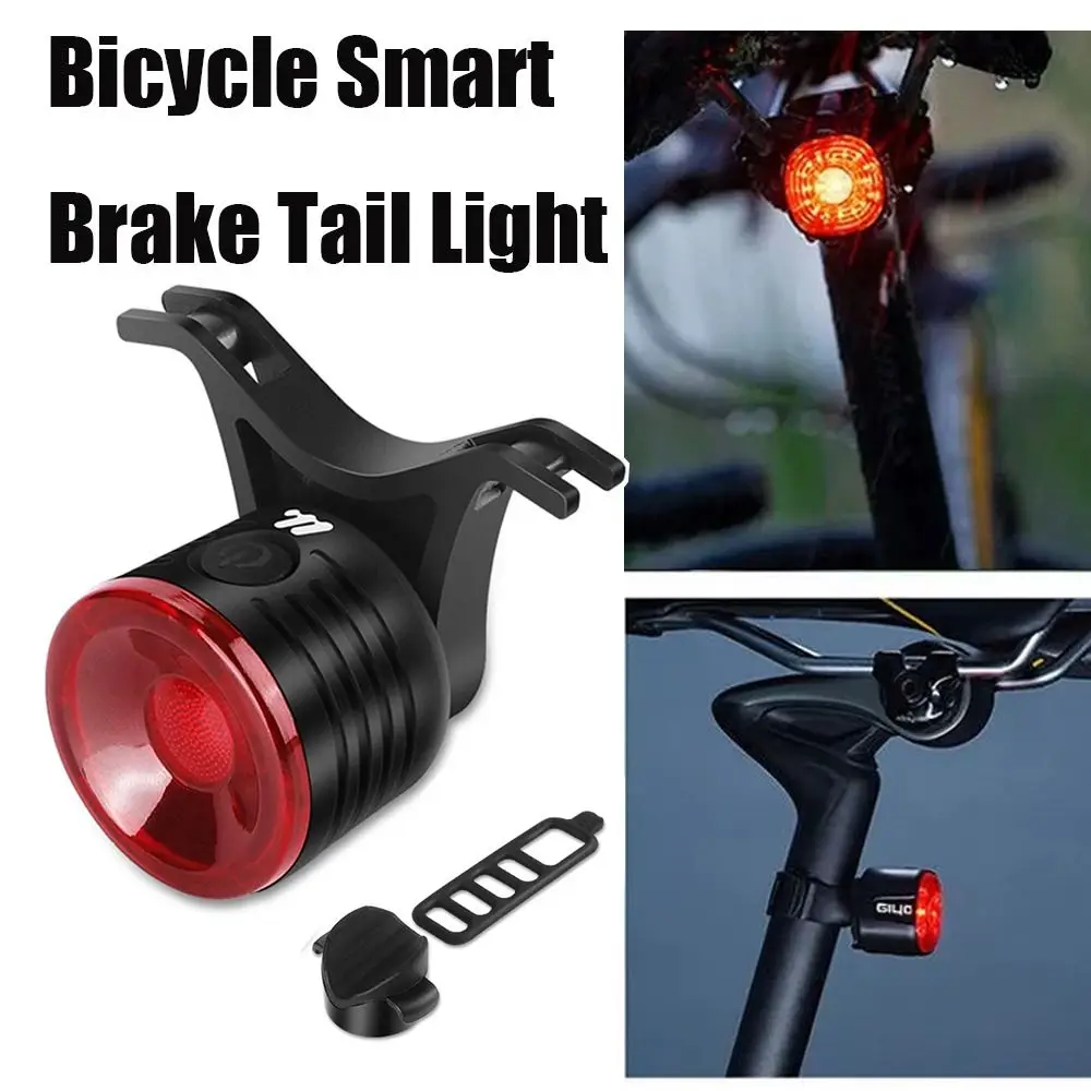 Durable Warning Bike Light 4 Modes USB Rechargeable Bicycle Front Light Smart Brake Bicycle Rear Lamp MTB Road Bike Lights Lamp