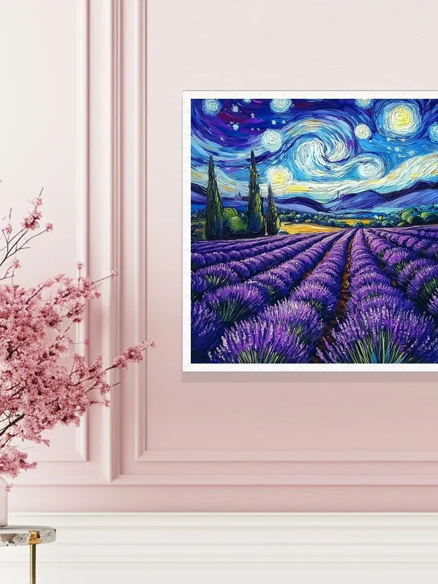 1 Set 30x30cm/11,8x11,8-Zoll Rahmenloses 11CT/14CT Bedrucktes Stoff-Kreuzstich-DIY-Set, Van Gogh's Lavender – Detail 1