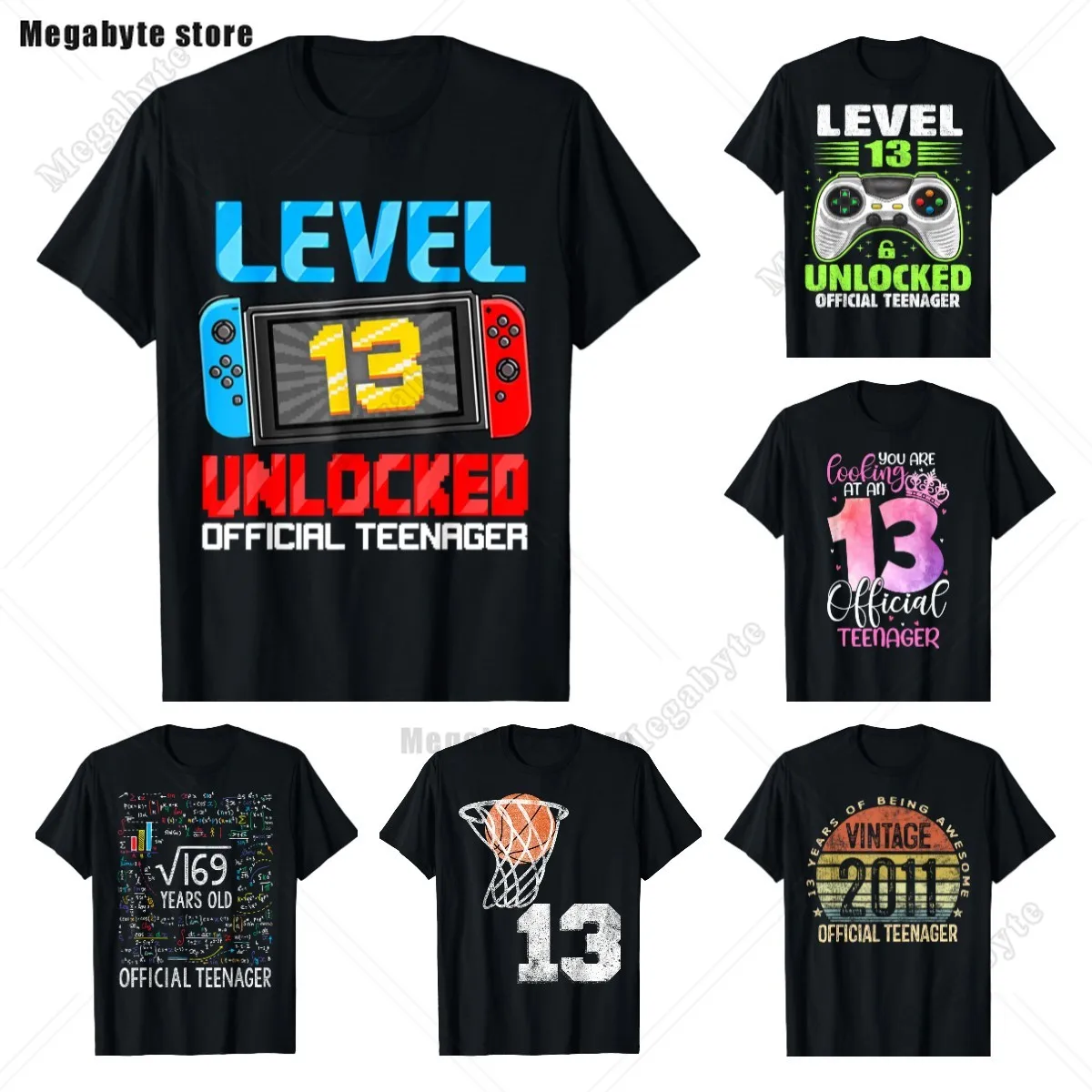 13th Birthday Game Level 13 Unlocked Official Teenager Gamer T-Shirt Men Women Soft Printed Clothing Streetwear Graphic T Shirts